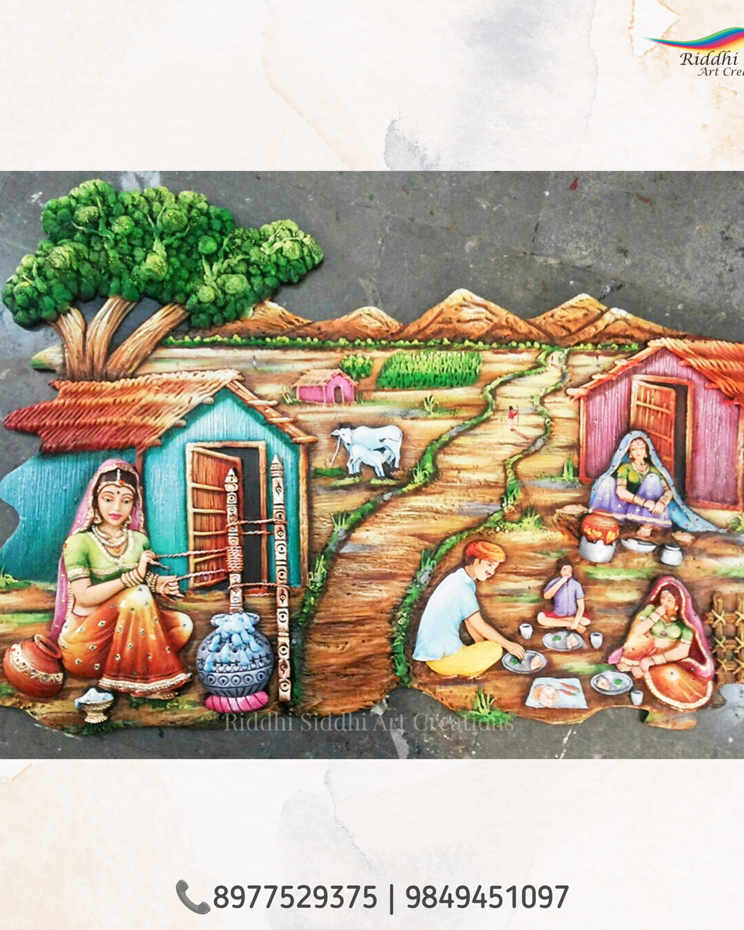Riddhi Siddhi Art Creations - Horizontal Village Life Panorama Mural